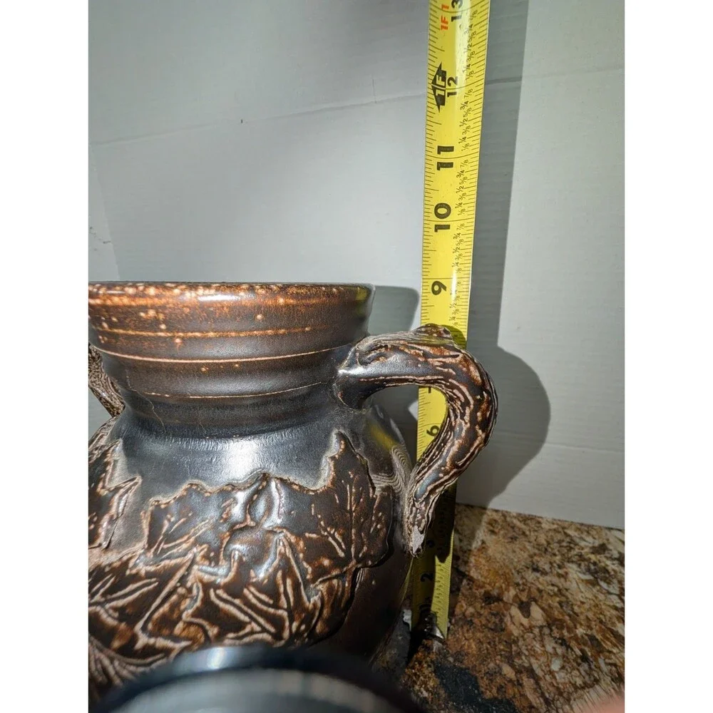 2005 Rowe Pottery Historical Collectable Albany Slip Handled Maple Leaf Crock